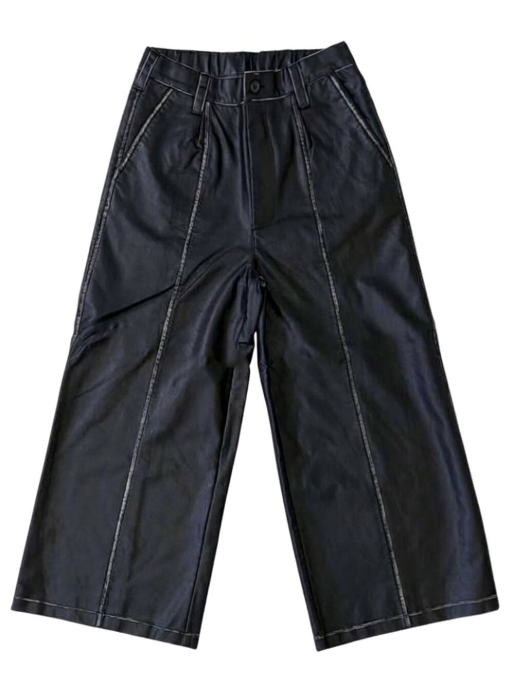 NEW JUNGLE STORM -Retro Underground Black Leather Wide Baggy Pants